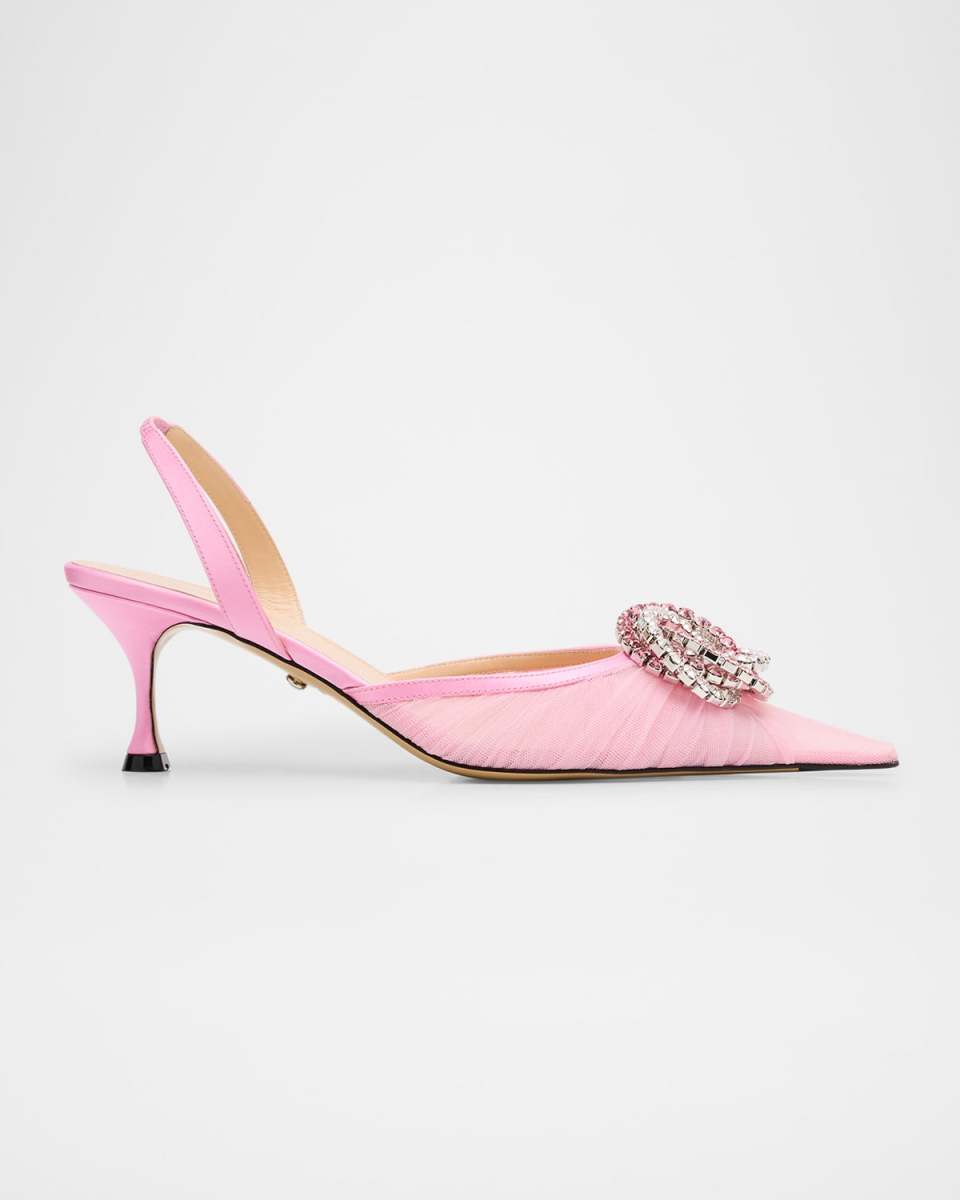 Galaxy Mesh Crystal Slingback Pumps